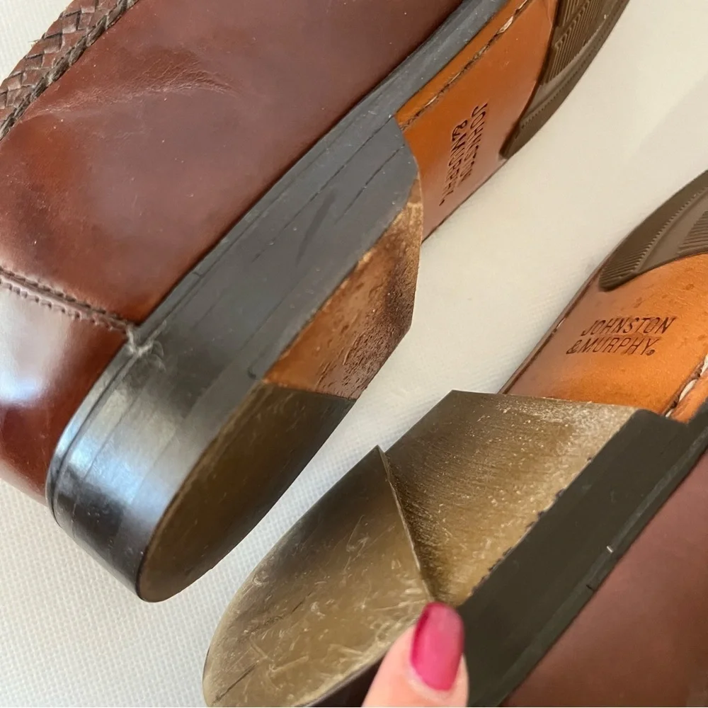 Johnston & Murphy Brown Leather Slip On Tassel Loafers READ